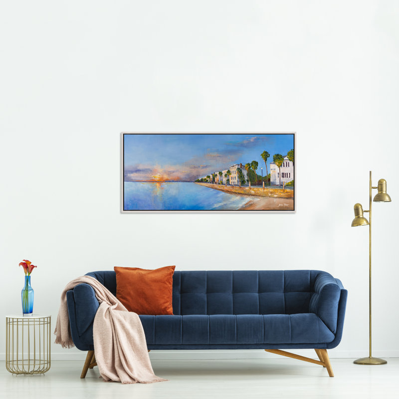 La batterie au crépuscule par James Pratt, H 31,75 po x l 69,75 po, Image au pinceau gel
