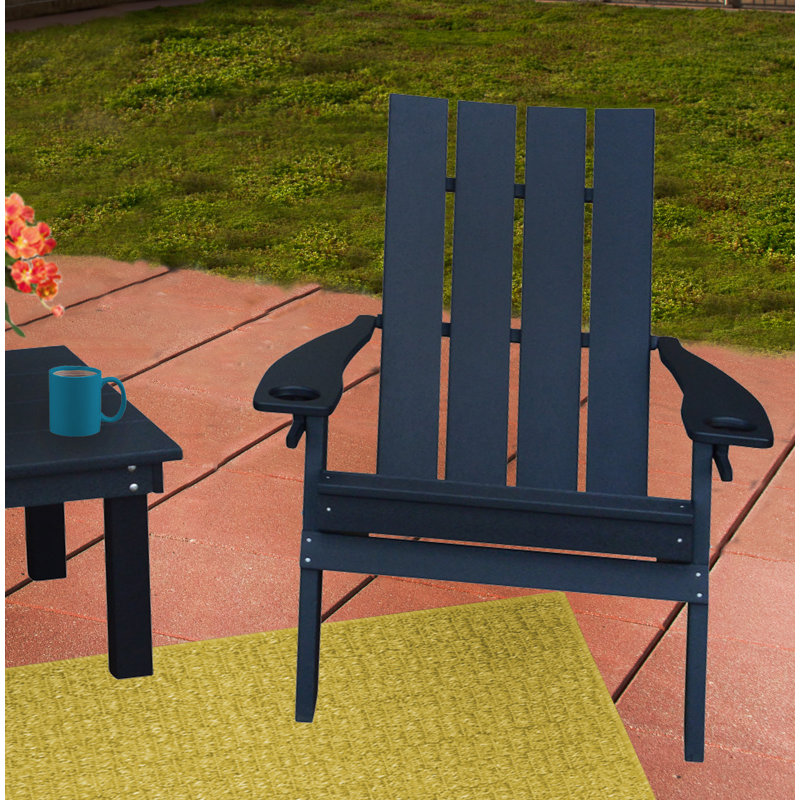 Koenig Foldable Outdoor Adirondack Chair, Black