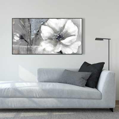 Monochrome and Silver Flowers | Framed Canvas Home Decor