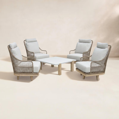 Posey 5-piece Swivel Chair & Composite Coffee Table Outdoor Seating Set