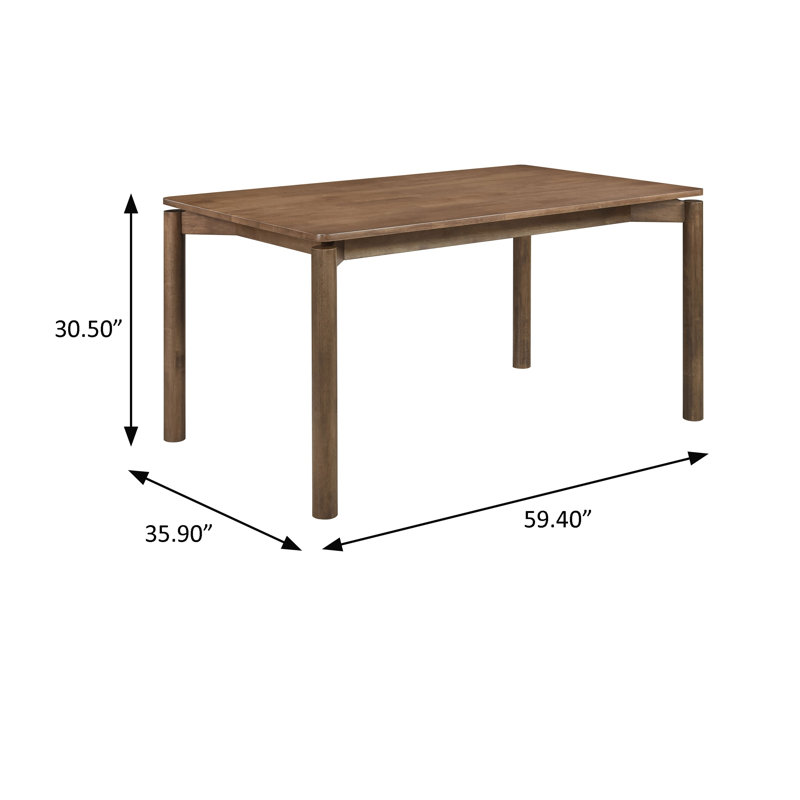 Table de salle à manger 59,5 "de style Mid-Century moderne, brun, Noyer naturel