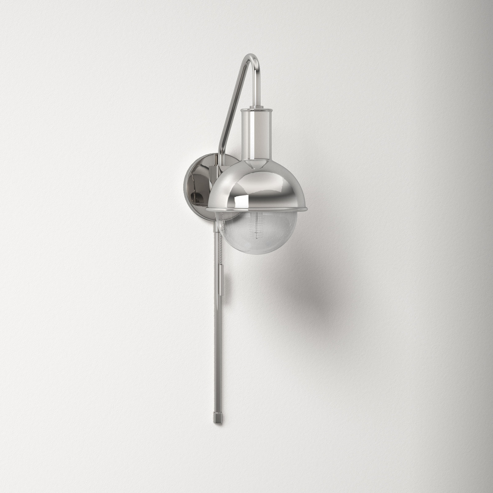 Luke Single Light Steel Dimmable Plug-in Armed Sconce, Polished Nickel