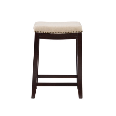 Bartonville Counter & Bar Solid Wood Backless Stool with Upholstered Seat