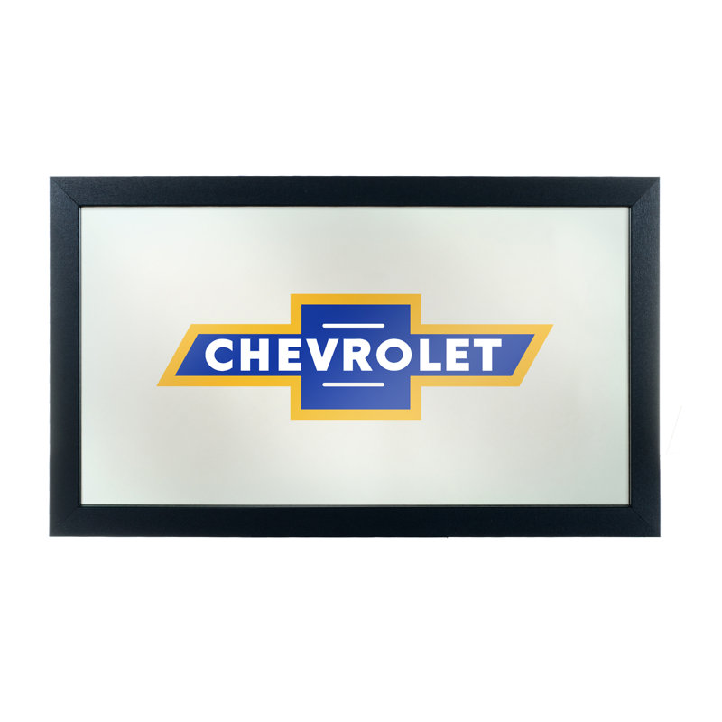 Chevrolet Super Service Black Framed Rectangular Wall Mirror