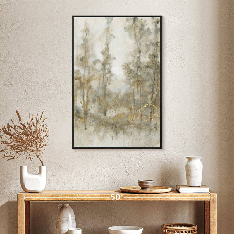 Fourré d'arbres II, 25 po x 37 po, Cadre flottant noir