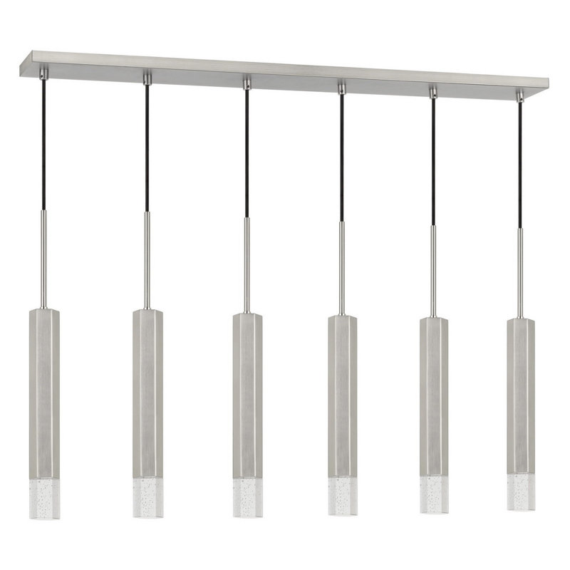 Luminaire suspendu linéaire à 6 lumières pour îlot de cuisine Anavela, Gris