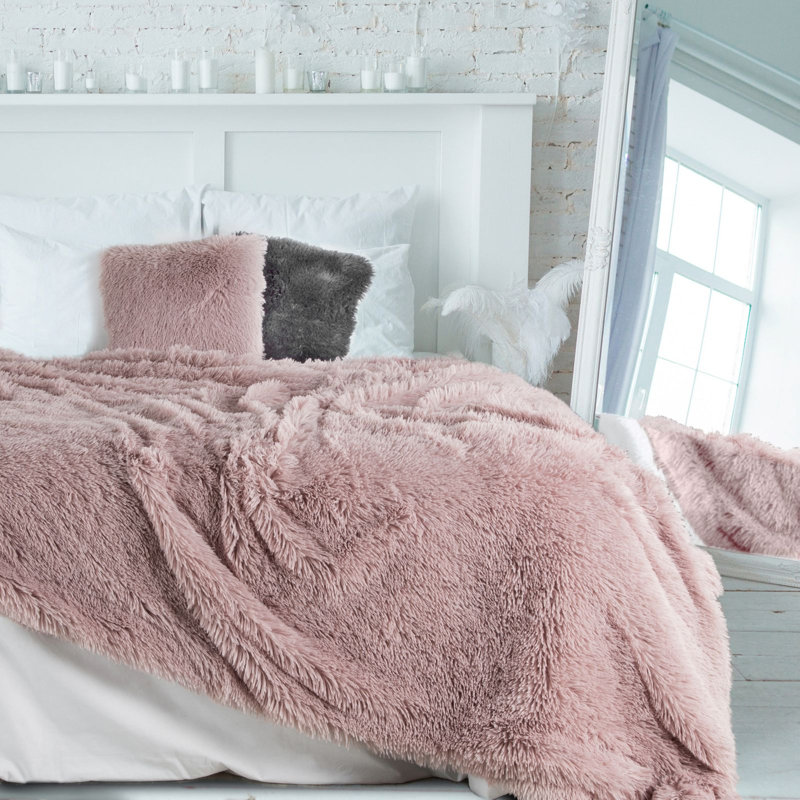 Garran Polyester Solid Colour Bedspread, W170 x L210cm, Powder Rose