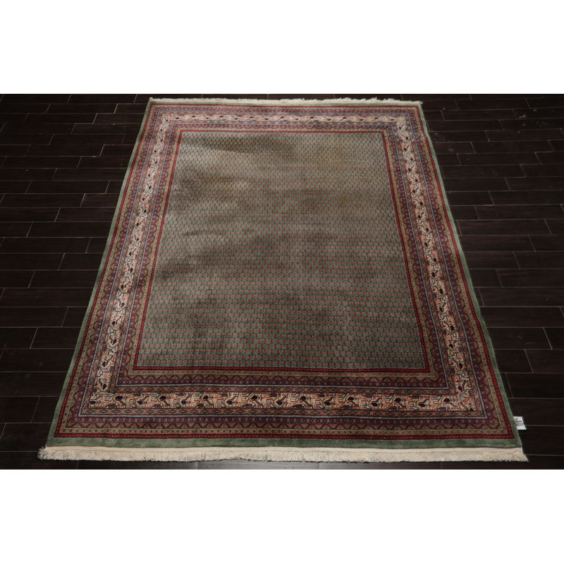 Tapis traditionnel en laine noué à la main 8 x 10 po Celadon Parjiann