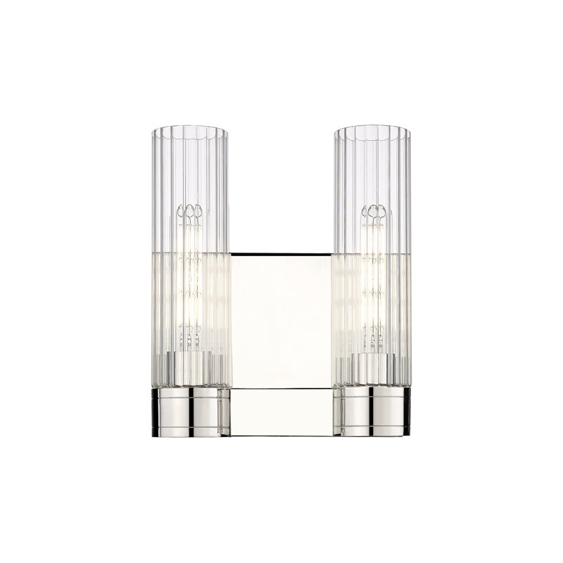 Applique murale 11 po 2 lumières Empire, Transparent, H 12,63 po x l 10,5 po x P 5,5 po, Nickel poli