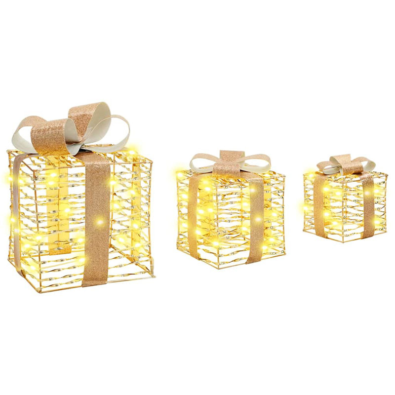 vidaXL Gift Box with 60 LEDs 20 x 20 x 20 cm, Beige