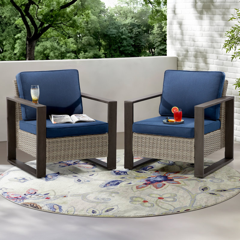 Suilmann Outdoor Lounge Chair, Blue, Gray