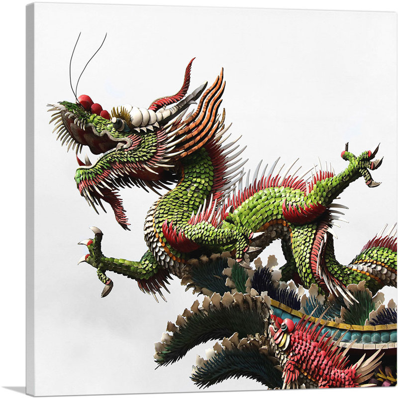 Asian Green Festival Long Green Dragon - Reproduction de photo sur toile tendue, H 26 po x l 26 po x P 1,5 po