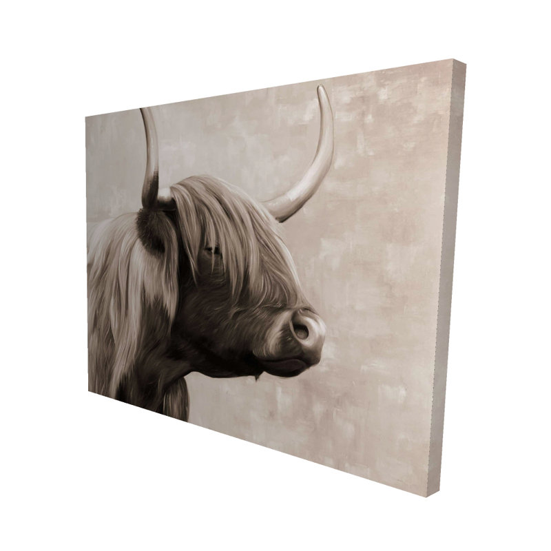 Beautiful Highland Cattle Sepia - Rustic Canvas Home Decor