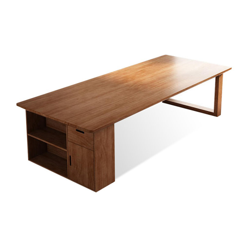 Walnut Rectangular Solid Wood desks, 29.53" H x 86.61" W x 35.43" D, Left Hand Return