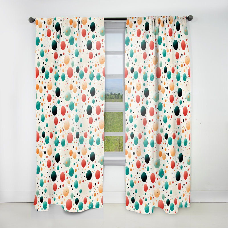 Motif à pois Retro Revival - Rideau abstrait - Rideau abstrait obscurcissant - 1 panneau, L 52 po x L 90 po