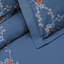 Ensemble de housse de couette en coton 3 pièces Blue Helena - brodé floral, doux et respirant-169096046