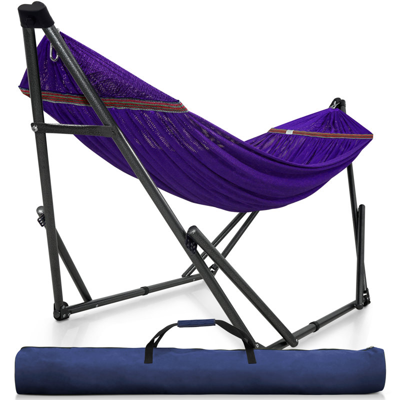 Support pour hamac pliable Tranquillo, support pour hamac double capacité de 600 lb pour 2 personnes, hamac pliant robuste pour l'intérieur et l'extérieur, assemblage rapide, mauve
