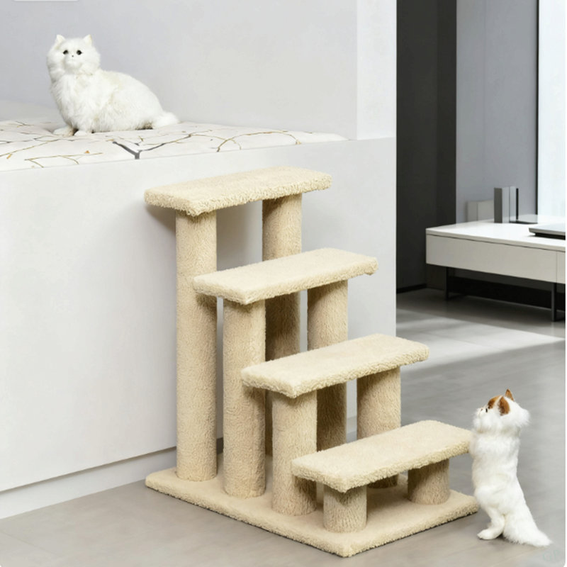 Arbre à chat avec plusieurs niveaux, H 24,03 po x l 16,93 po x L 25,03 po, Blanc, crème
