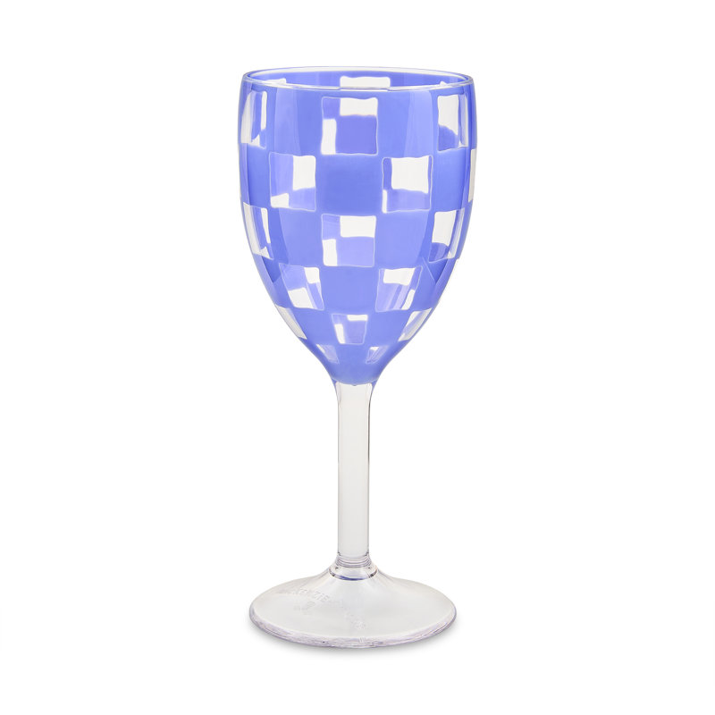 Verre à vin en acrylique Blue Check, Blue/Clear
