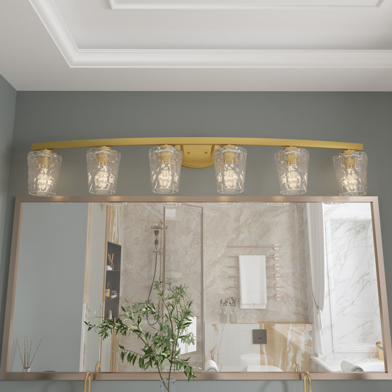 Saratoga 6 - Light Bathroom Steel Dimmable Vanity Light, Brass Glitter