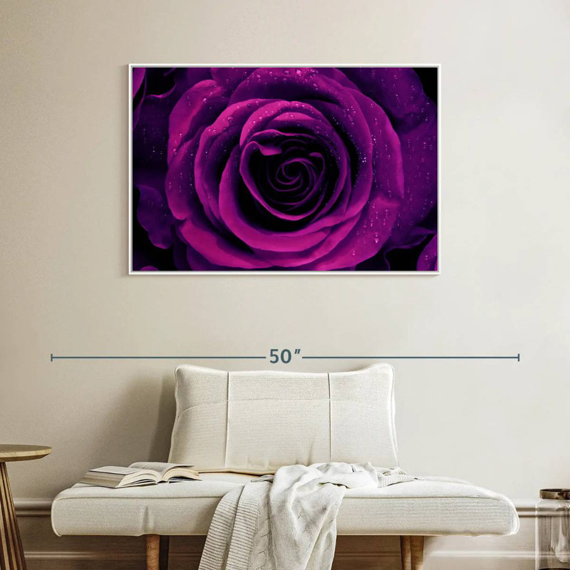 Rose mauve rosée, Cadre flottant blanc, 40 po x 27 po