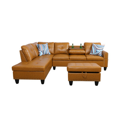 Pilning Faux Leather Chaise Lounge