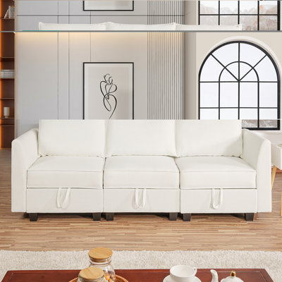 Canapé de salon modulaire Blerton avec sièges moelleux et confortables, idéal pour les petits espaces