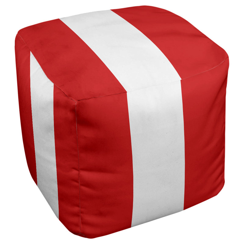 Repose-pieds cube rayures utah, Rouge / blanc / rouge
