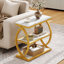 23.6" End Table, Narrow 3-Tier Side Table with Oval Metal Frame