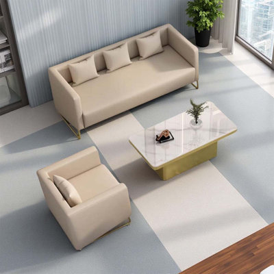 Business Office Reception Sofa Set (for Three People + Single Person + Rectangular Coffee Table)