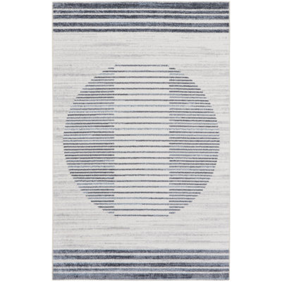 Tapis lavable tissé à la machine 7 pi x 9 pi ivoire bleu et gris