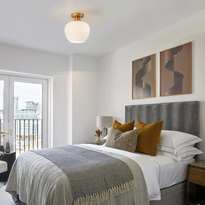 Single Light Frosted Glass Semi Flush Mount