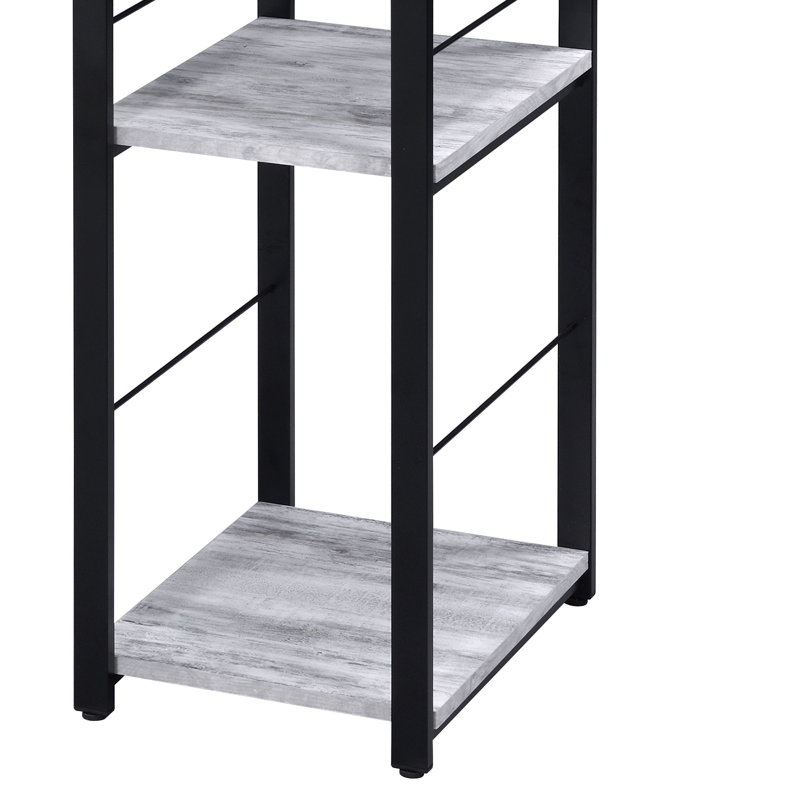 Bureau antique blanc et noir avec tablette à 2 niveaux et base en métal stable avec base ouverte