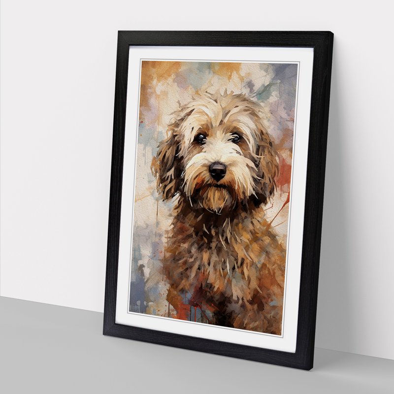 Labradoodle Gestural - Framed Print, 34cm H x 25cm W x 2" D, Black Framed