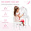 Mclean Kids - Ensemble de coiffeuse et tabouret pour filles avec bureau à trois tiroirs et miroir