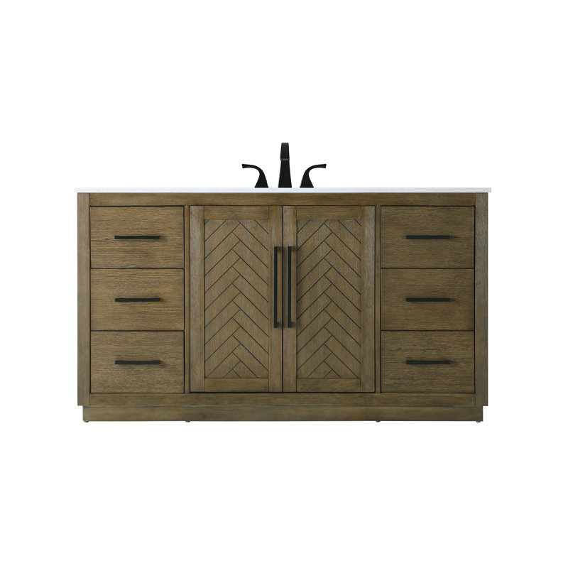 Meuble-lavabo simple 60 po, Noisette chêne