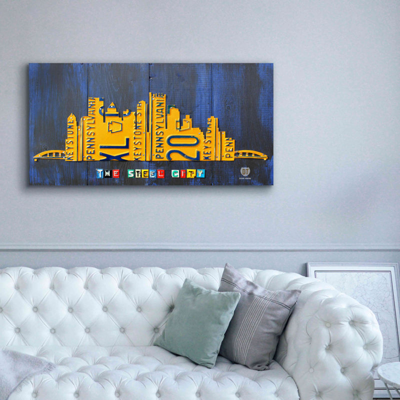 «Pittsburgh Skyline Licence Art» par Design Turnpike, H 30 po x l 60 po x P 1,5 po
