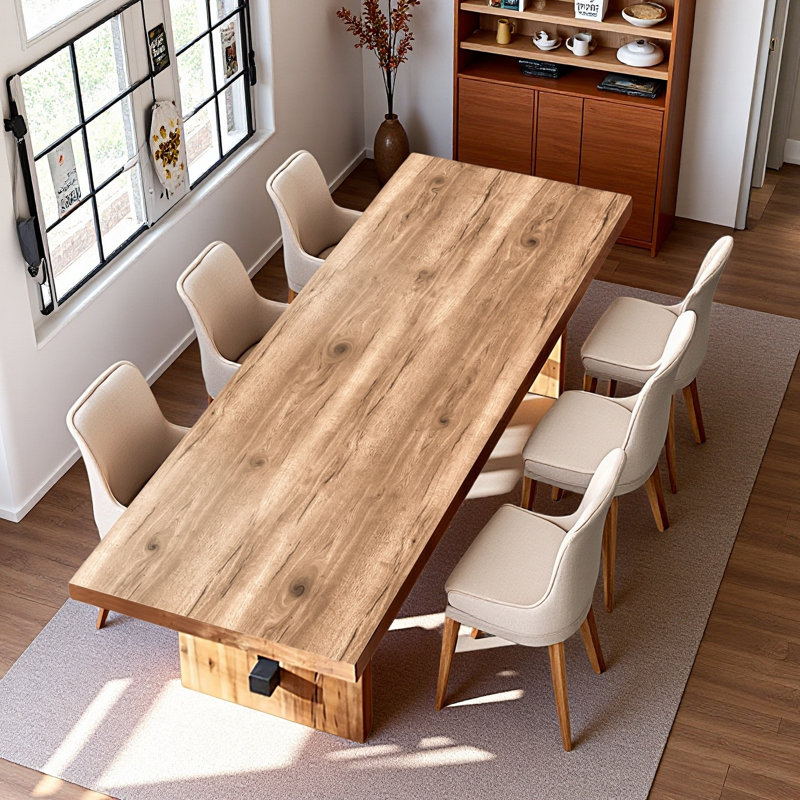 Table de salle à manger rectangulaire en bois massif, H 29,53 po x L 86,61 po x l 35,43 po