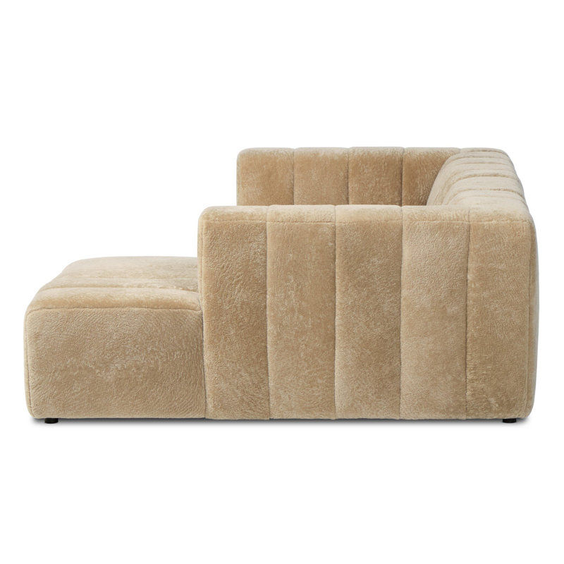 Curteria Upholstered Genuine Fur L-Shaped Sofa & Chaise, 28.5" H x 90" W x 68" D, Right Hand Facing