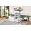 Lit simple blanc avec prises de tête de lit et grand espace de rangement avec décoration élégante