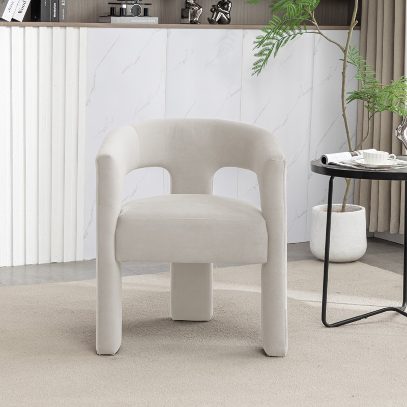 Fauteuil large en velours 24,6 po Jauier, Velours beige