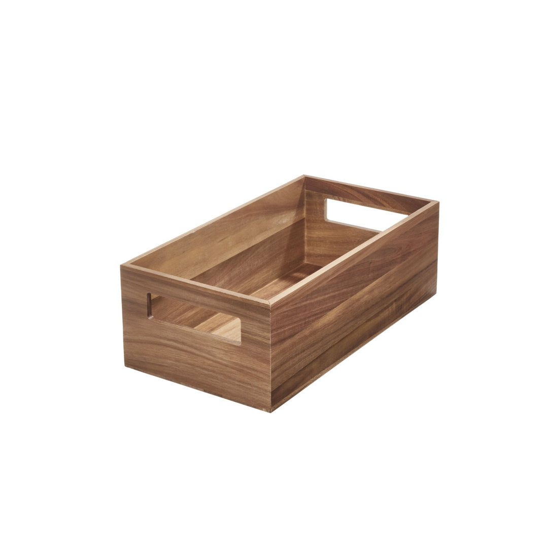 iDesign Acacia Wood Pantry Storage Bin with Handles  – Natural iDesign