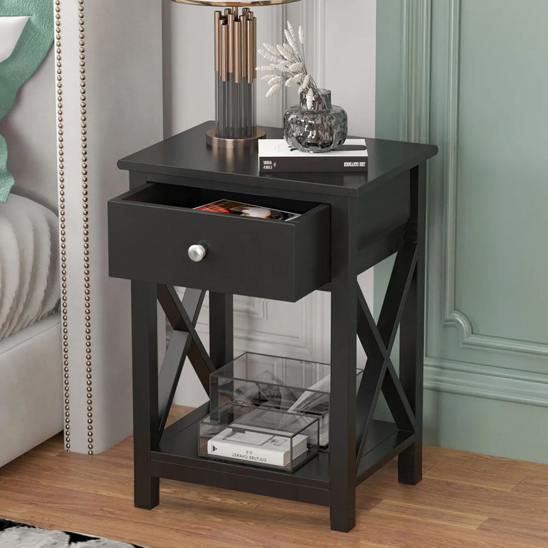 Seraphine 40cm W Bedside Table, Black