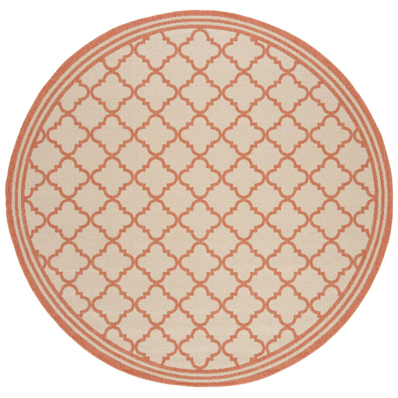 Ferrill Linden 100 Performance Geometric Indoor/Outdoor Area Rug, Round 6'7"