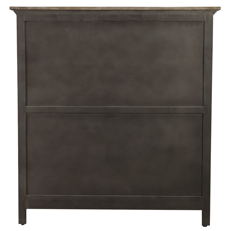 Rustic Black and Brown Metal Wine Bar Cabinet