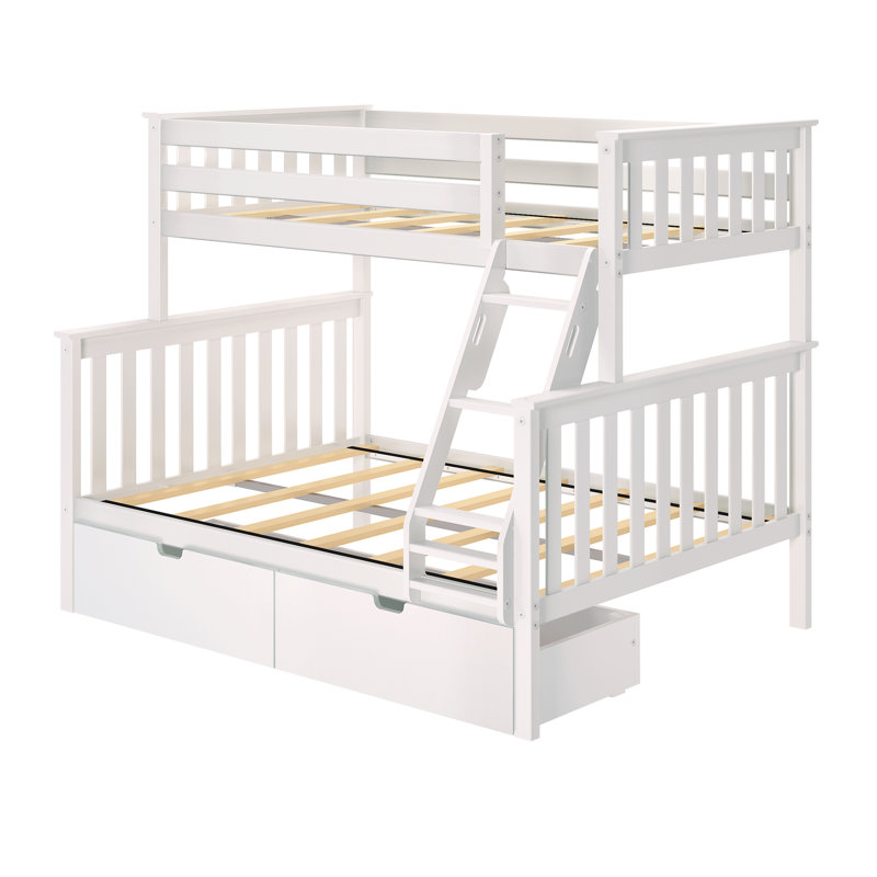 Lit superposé standard en bois massif Bolles, Simple sur double, Blanc