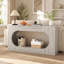 Console - l 63 po x P 11,8 po x H 31,5 po - grain de bois gris - panneau de particules - avec tiroir - découpe ovale creuse - étroite