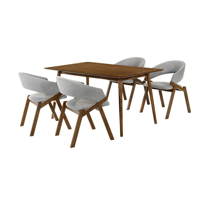 Menominee 4 - Person Solid Wood Solid Wood Top Four Leg Dining Set, Gray/Walnut, Walnut