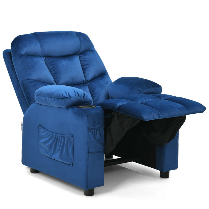 Heacock Kids 16'' Recliner Chair and Ottoman, Blue