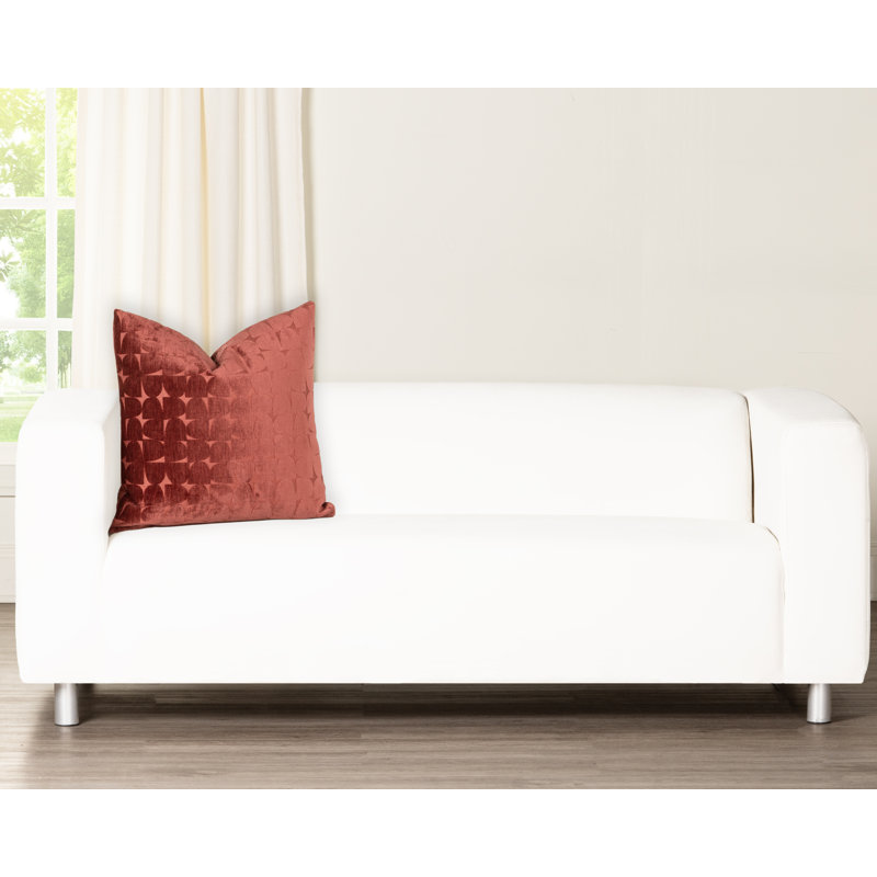 Coussin décoratif, Plumes, Carré 18 po, Rouge